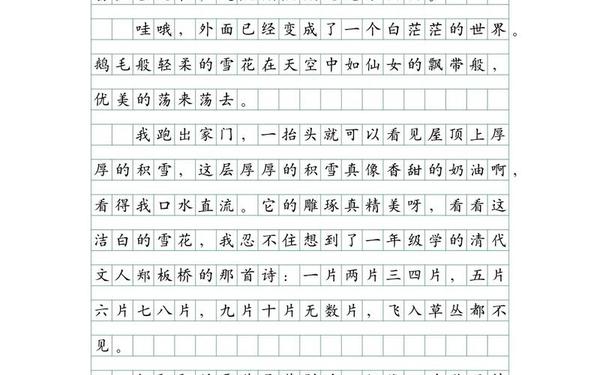 5年级作文雪中即景、《雪中即景》优秀作文