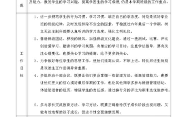 六年级上学期班主任工作计划—六年级上学期工作总结