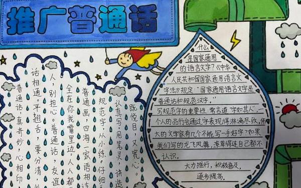 16年级推广普通话手抄报、幼儿园推广普通话宣传画