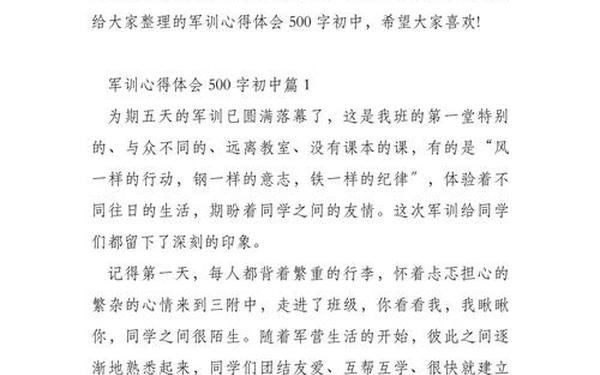 军训心得体会500_军训个人体会500字
