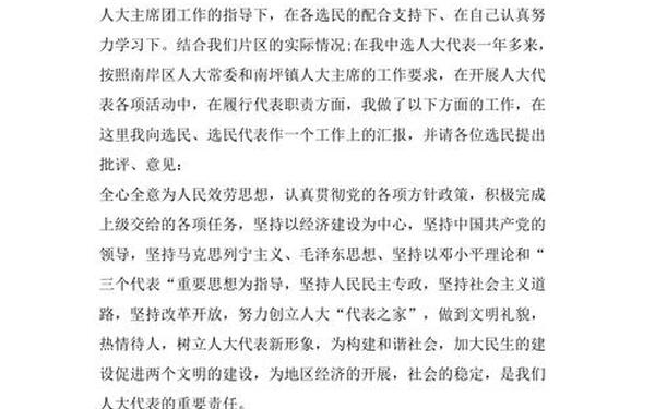 区人大代表述职报告(人大述职报告)