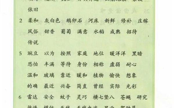 四年级上册语文词语表、四上词语表图片