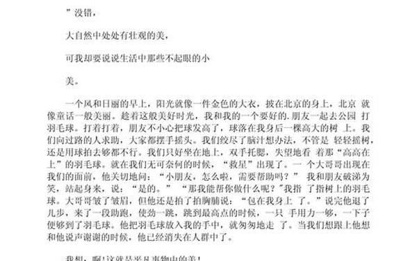 平凡事物中的美作文,以平凡中的美写一个作文