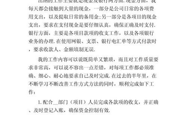 出纳年终总结范文 会计描述简短20字