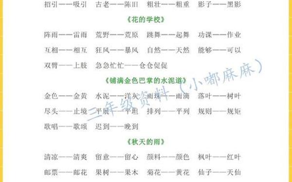 三年级近义词大全上册(近义词 三年级)