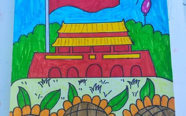 一二年级简单的爱国绘画 爱国的画画作品小学