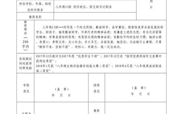 四好少年申报理由,小学生好少年推荐表怎么填写