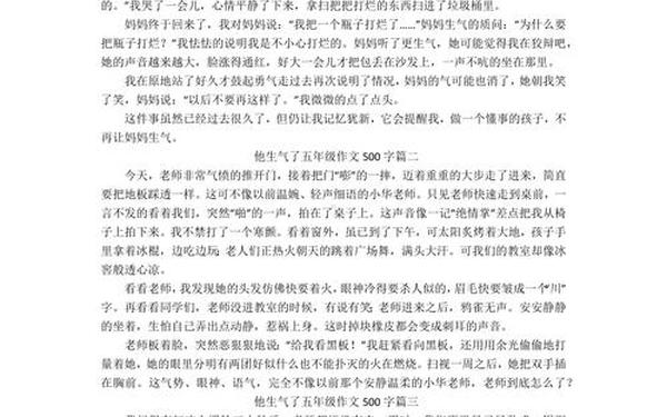 作文《他生气了》(他生气了400字)