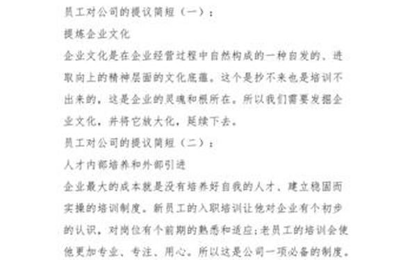 对公司的建议和意见—个人对公司的建议简短 对公司的建议和意见—个人对公司的建议简短