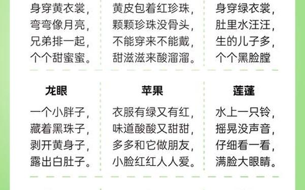 1一3岁儿童谜语水果_4～6岁水果谜语400个